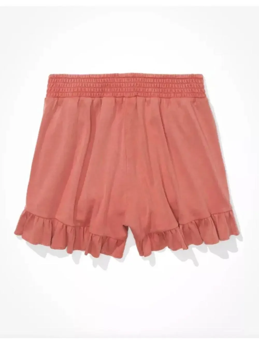 (C43) American Eagle Knit Shorts Size XS Rose Ruffle Hem 100% Cotton Elastic